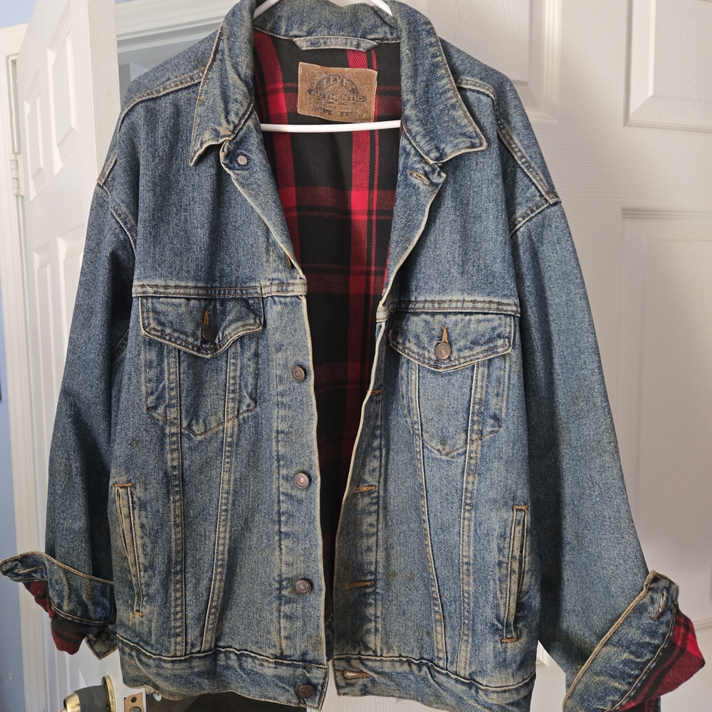 Levi's VINTAGE DENIM JACKET RED PLAID LINING MEN'S S -L